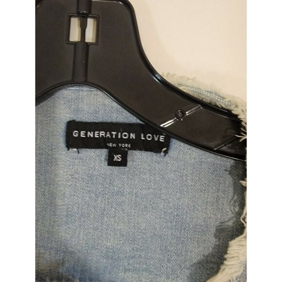 Generation Love Womens Gal Crystal Embellished Denim Jacket Size XS - Picture 5 of 7